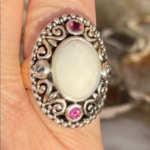 Addison Lane Sterling Agate & Gem Bali Ring Sz 7